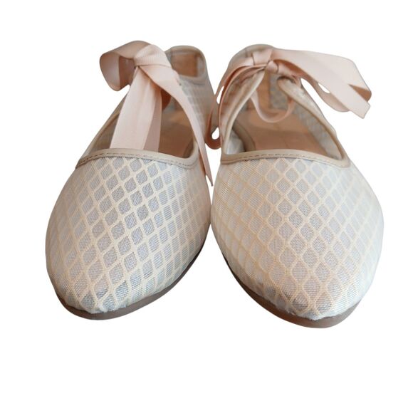 Intentionally Blank Valley Mesh Ballet Flats Size 5 Light Nude Bow Balletcore - Picture 7 of 10